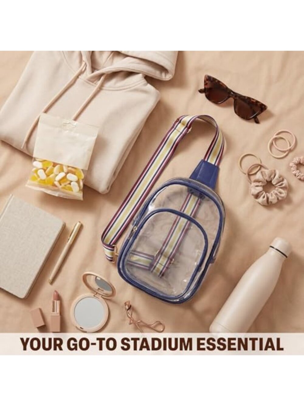 Clear Crossbody Bag for Stadium Events | Adjustable Strap Transparent Messenger - Picture 6 of 6